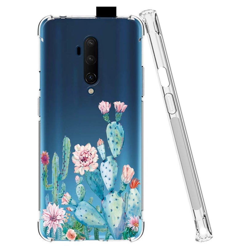 Sidande Designed for Oneplus 7T Pro case, Shockproof Clear Soft Flexible TPU Slim Protective Phone Case Cover for Oneplus 7T Pro 2019 (Cactus) - Image 1